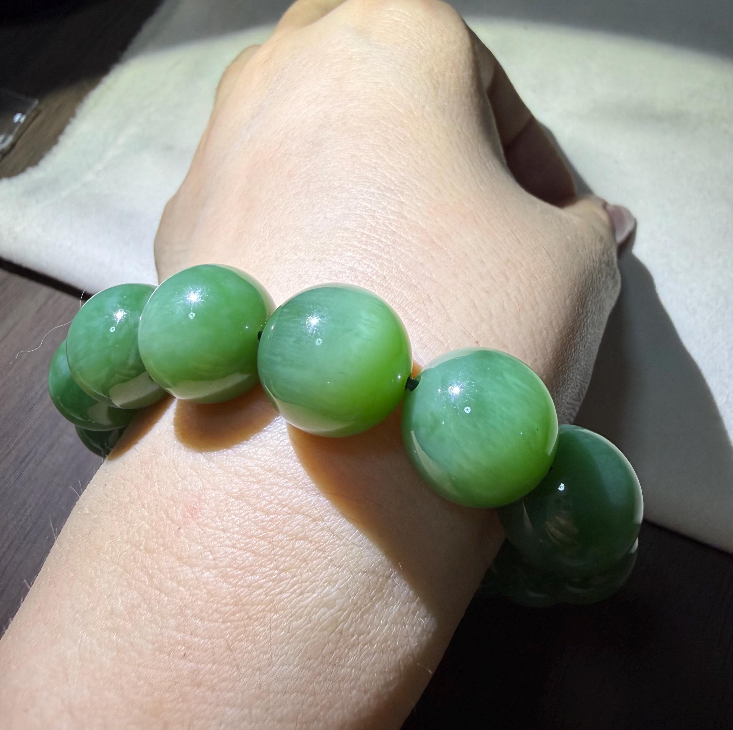 キャッツアイグリーンシャトヤント天然シベリアグリーン翡翠15mm