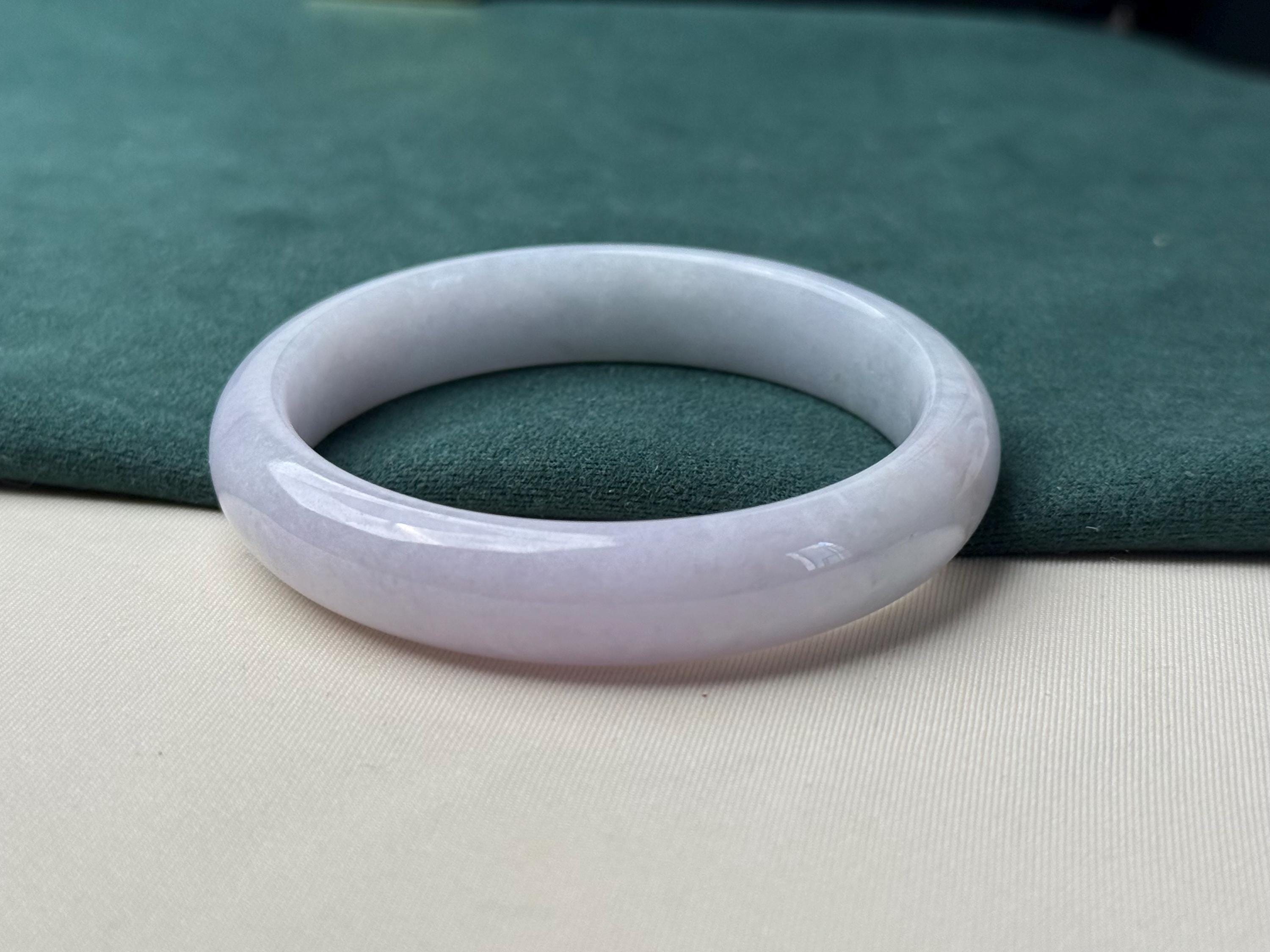 58mm 天然ラベンダー翡翠バングル • 柔らかなパステルパープル翡翠