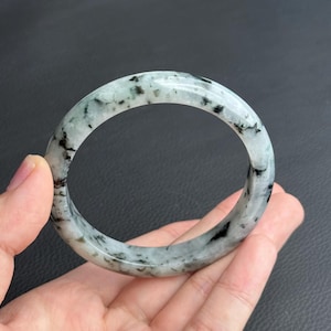 59.6mm Icy Jadeite Bangle with Floating Patterns – Premium Grade certified natural 0856
