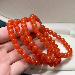 Top Quality Baoshan gem red Nanhong round bead stacking bracelet 8mm certified natural Southern Red agate 4722 Energizing gemstone