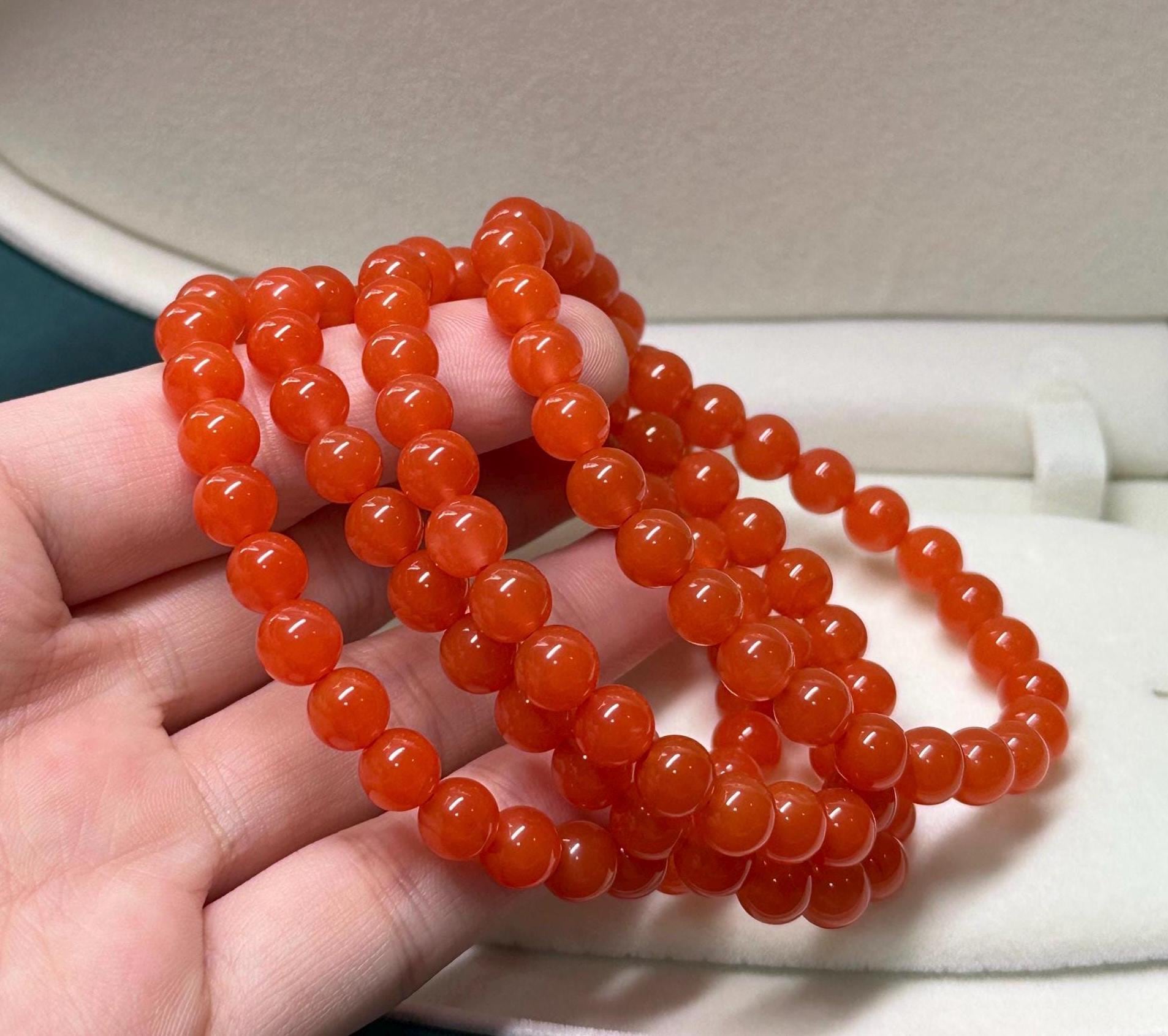 Top Quality Baoshan gem red Nanhong round bead stacking bracelet 8mm certified natural Southern Red agate 4722 Energizing gemstone