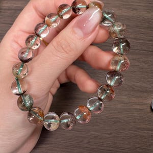 10mm Four Season Phantom Garden Quartz Bracelet certified natural 5377