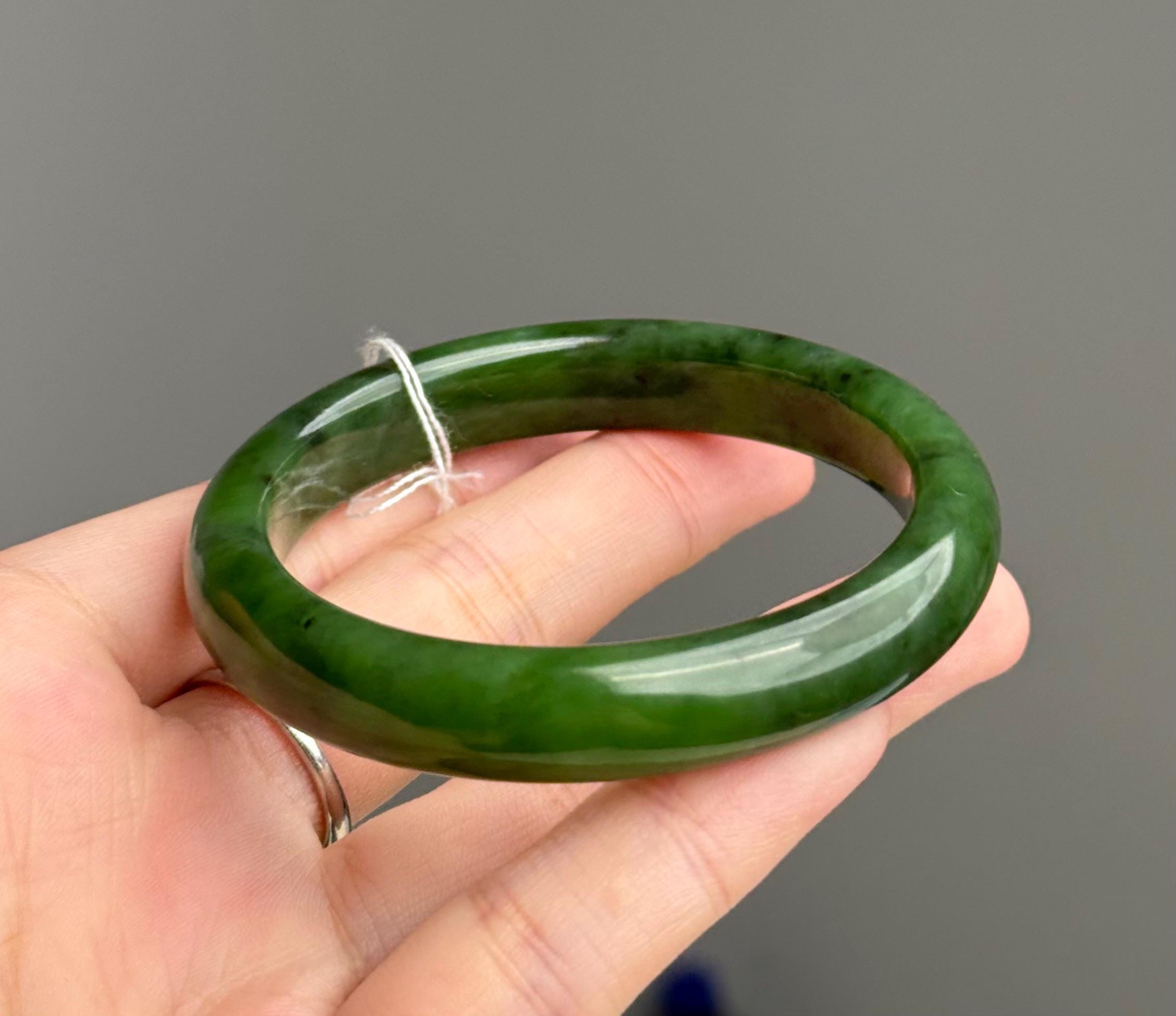 Siberian No.7 Mine Green Nephrite Bangle 55.5mm Certified Natural