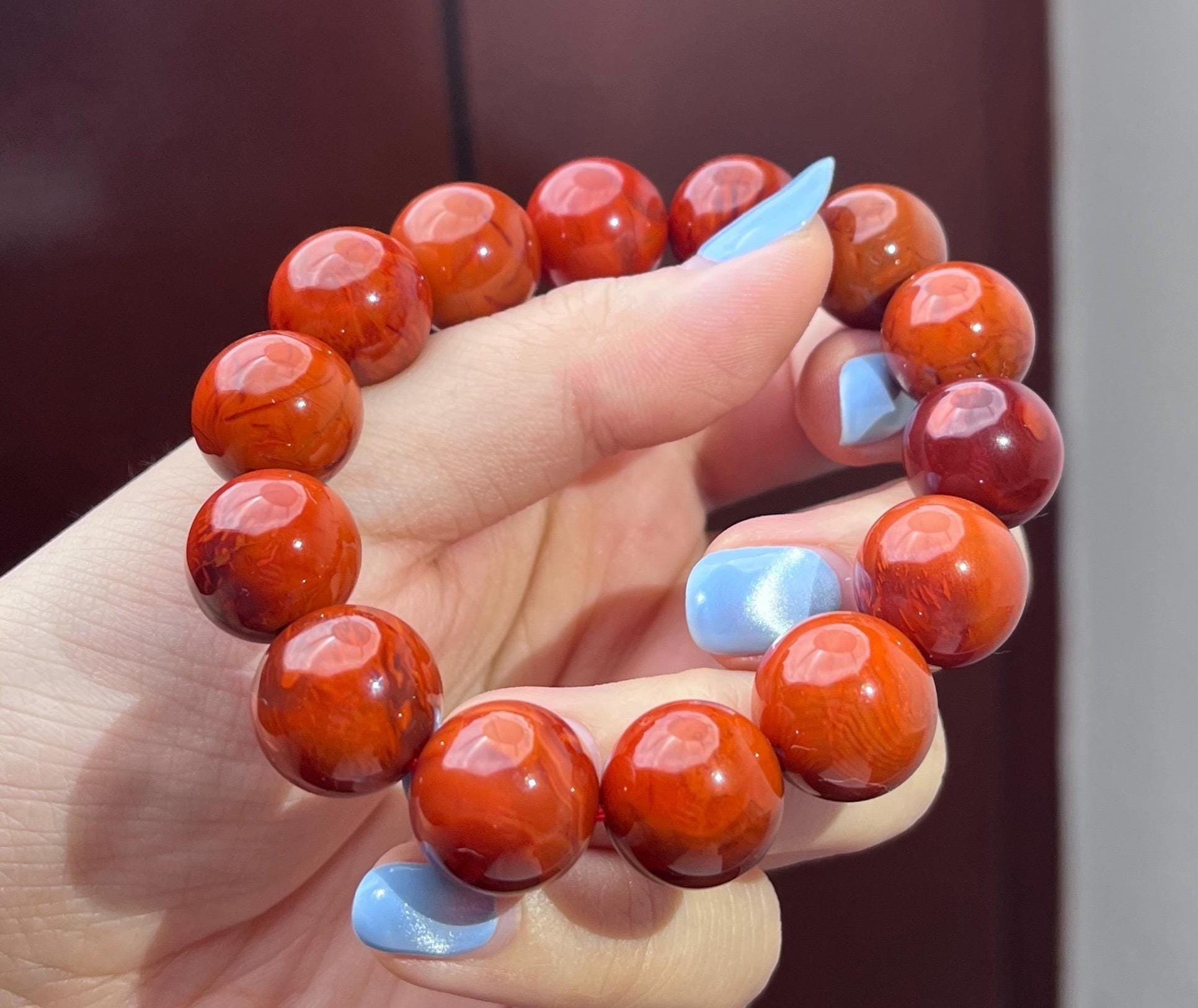 15mm Solid Nan Hong With Flame Pattern Waxi Mining Area Certified