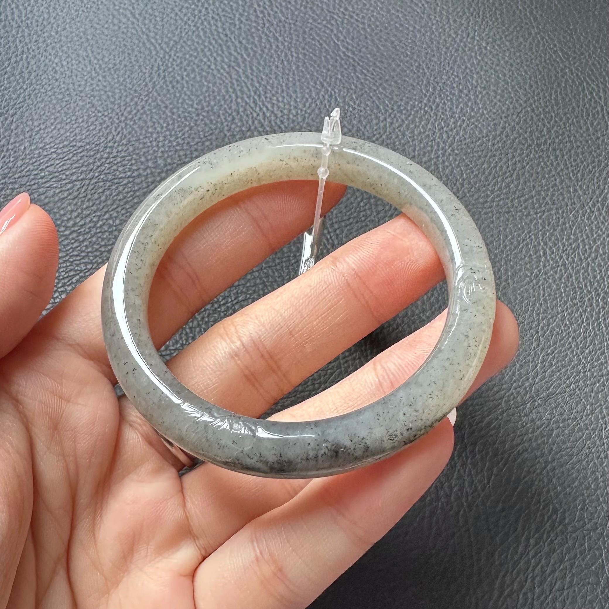 【中国呪具】木火土金水チャクラペンダント※ヒコ商品 54mm 籽料 Qinghua Spotted Black Ink Nephrite Jade Bangle