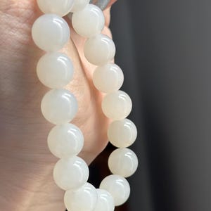 Fine Jade White nephrite 12mm bracelet certified natural 于田料 3663