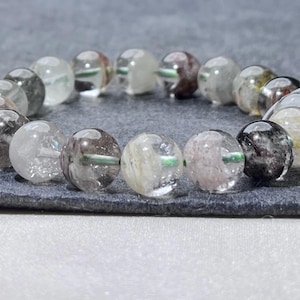 11mm Layered Phantom Garden Lodolite Garden Quartz Layered Garden Four Seasons Natural Phantom Quartz Bracelet 0337 千层四季幽灵 image 1