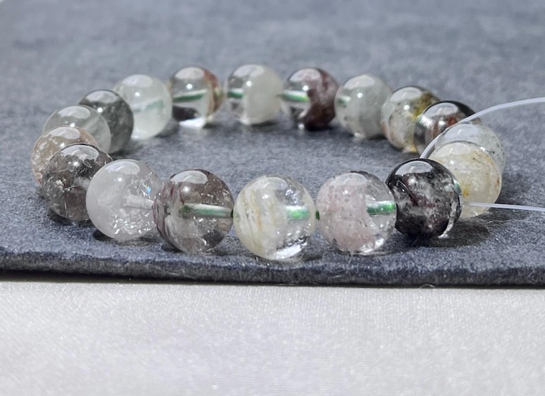11mm Layered Phantom Garden Lodolite Garden Quartz Layered Garden Four Seasons Natural Phantom Quartz Bracelet 0337 千层四季幽灵 image 1