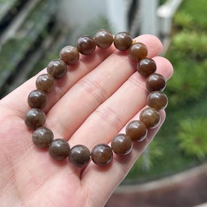 Sugar brown jade Chinese Nephrite 10mm round bead bracelet certified natural 0109