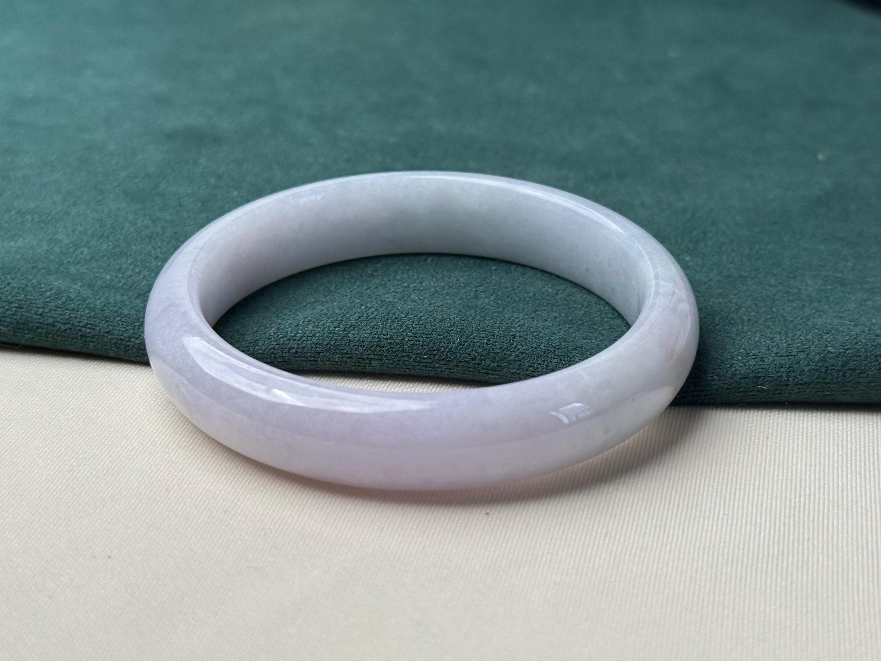 58mm 天然ラベンダー翡翠バングル • 柔らかなパステルパープル翡翠
