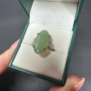 Statement ring Siberian blue nephrite sterling silver adjustable ring with certificate 2970