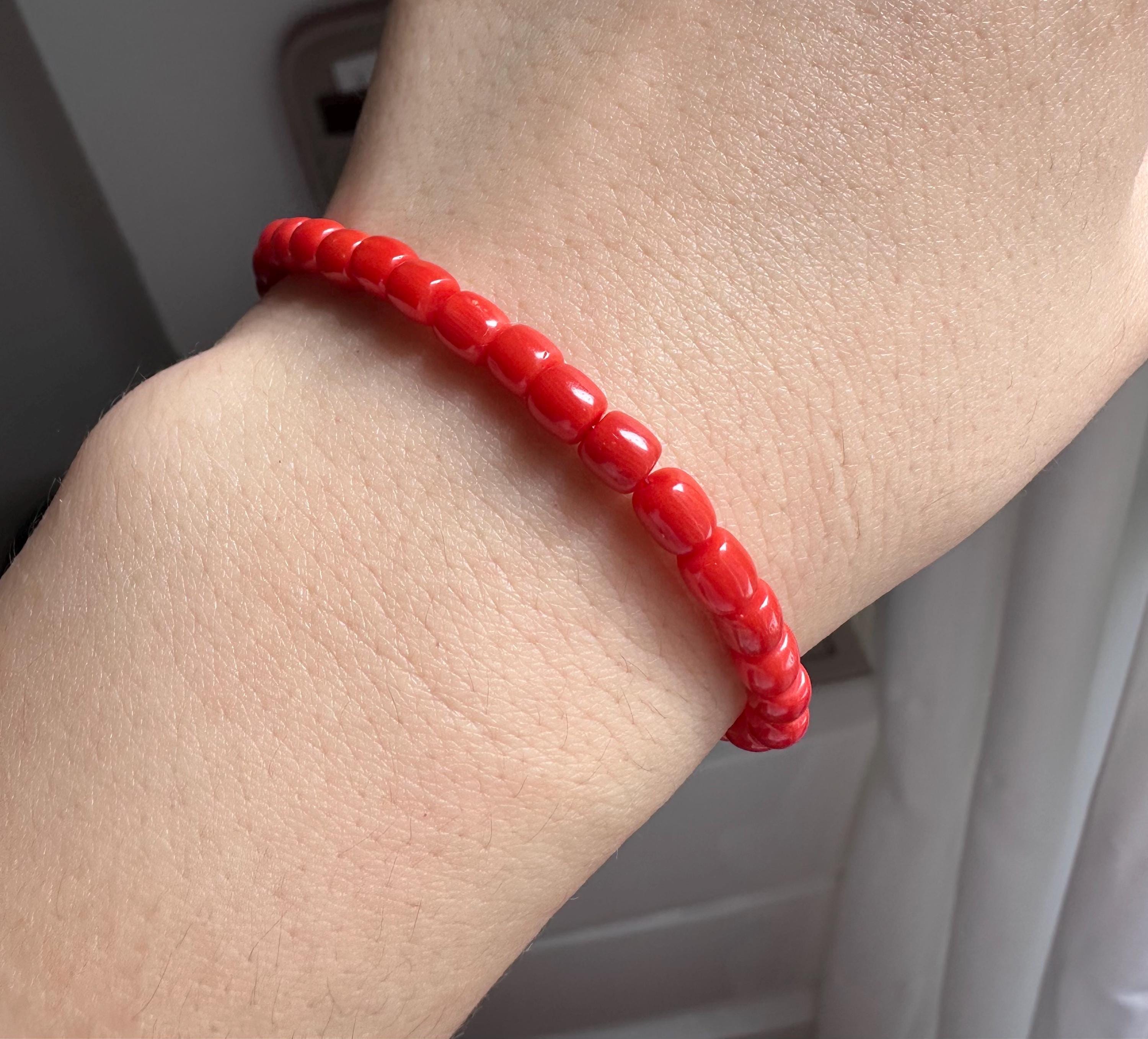 Japan Deep Sea Red Coral 5mm Aka Bead Bracelet - Etsy