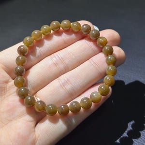 Sugar brown jade Chinese Nephrite 7mm round bead bracelet certified natural 0585