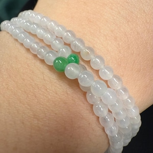 4mm Type A Burmese Jade translucent Jadeite round bead multi bracelet 60cm with certificate 2383