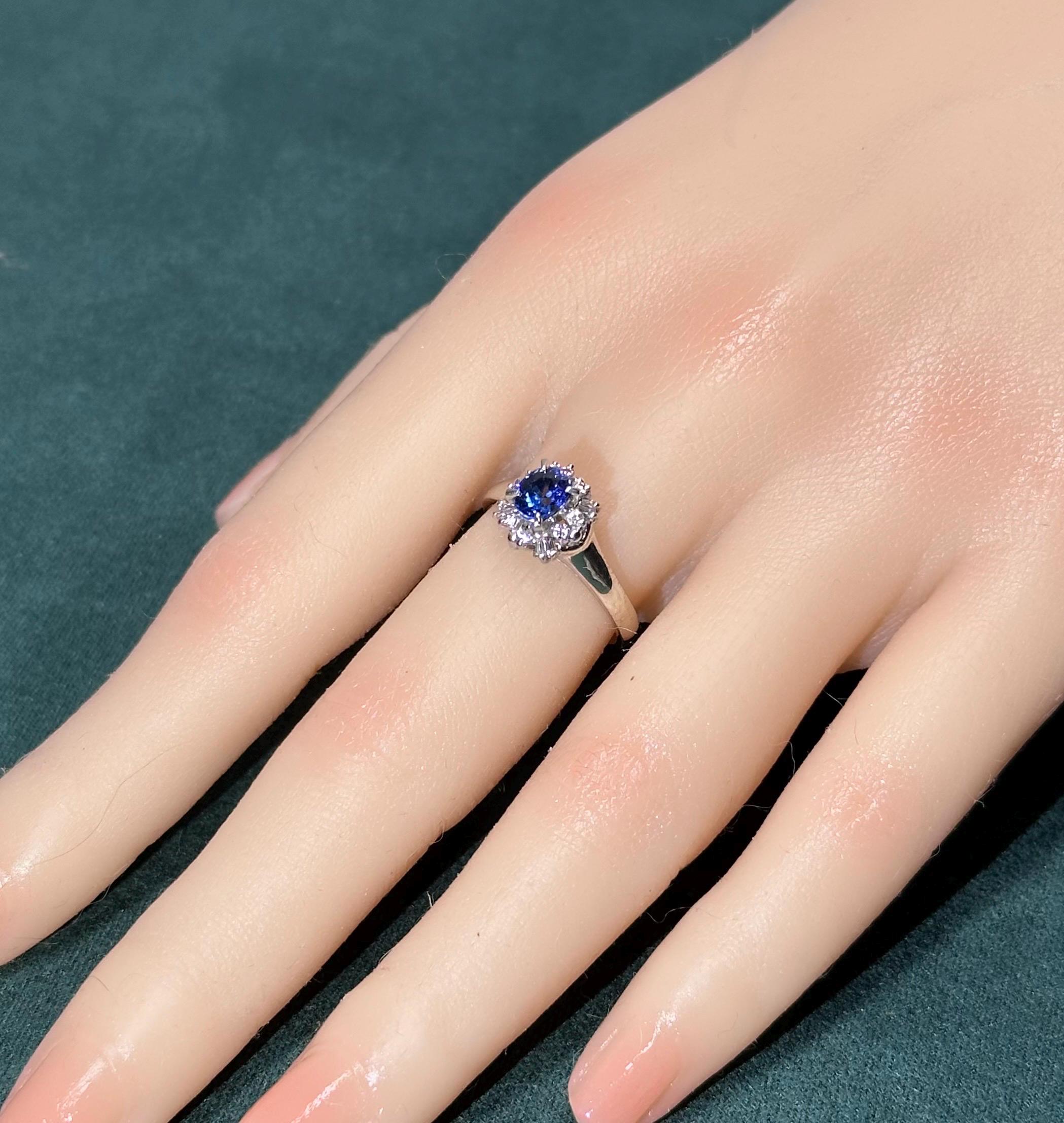 Statement Ring 0.78ct Sapphire Platinum Pt900 Ring With Statement Ring 0.78ct Sapphire Platinum Pt900 Ring With