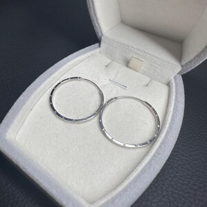 30mm Solid Platinum PT950 engraved hoop circle  earrings with certificate