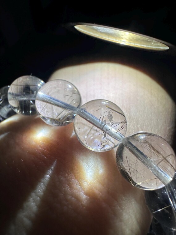 13 mm 5A 天然シルバールチルクォーツブレスレット、シルバーニードル 