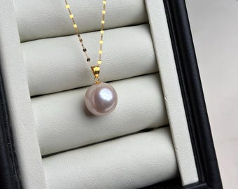 18K Gold 11mm Edison pearl pendant with certificate 0052