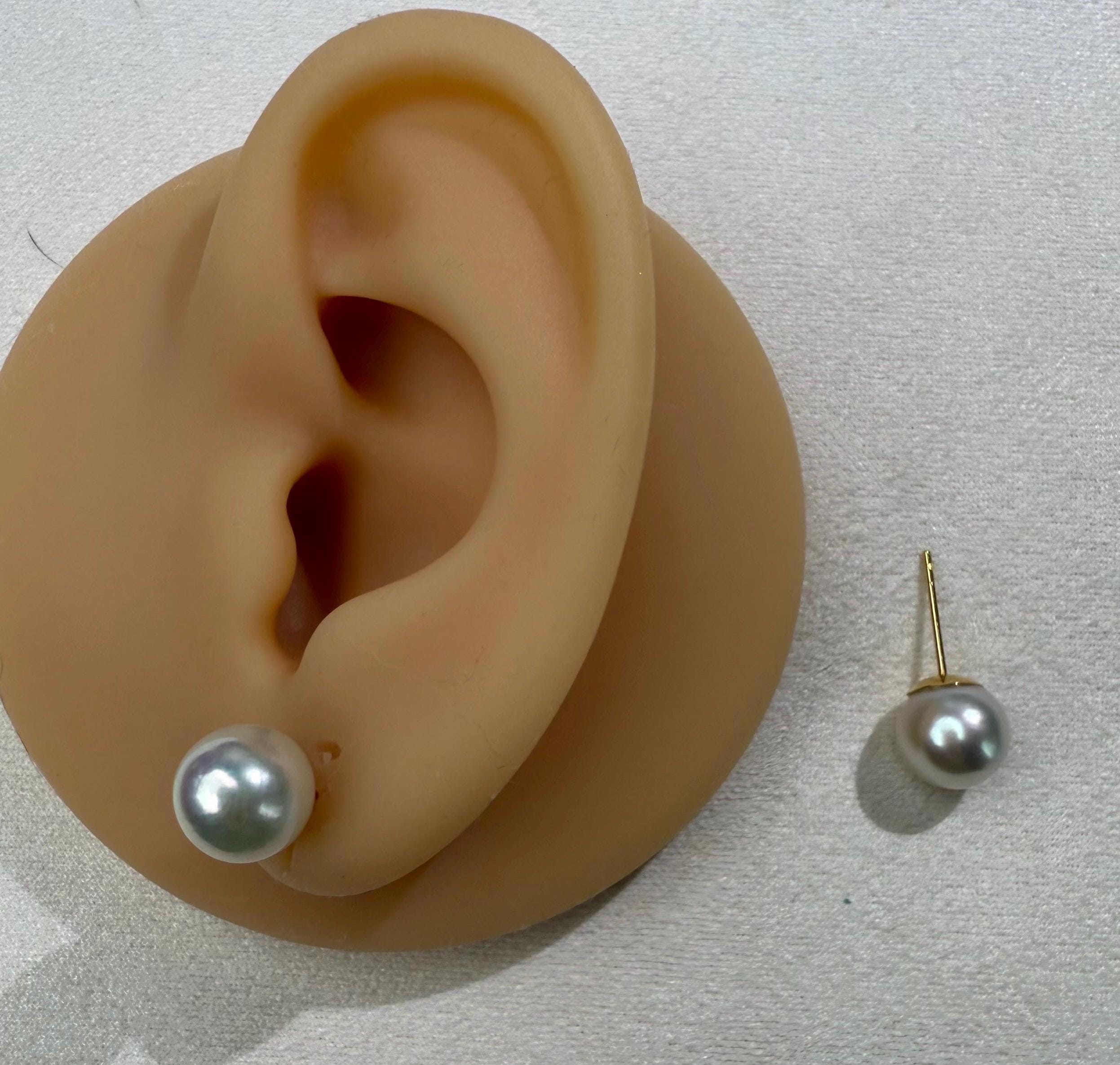 18Kゴールド 9mm 南洋白蝶真珠スタッドピアス - Etsy 日本
