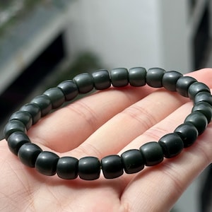 Dark Green 8 mm Barrel Perlenarmband Jade Nephrit zertifiziert 0973 塔青
