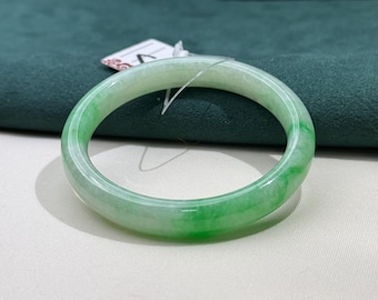 57 mm 認定 100% 天然タイプ A ライトグリーン/ホワイト ジェダイト