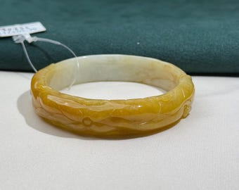美品半黄翡円型バングル 54 mm 半透明ウォームホワイト翡翠バングル 天然認定 0065 - Etsy 日本