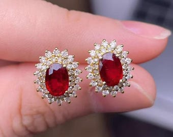 Unheated 1.18ct Ruby Stud Earrings with certificate Pigeon Blood grading