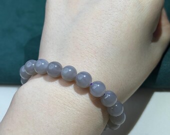 Smoky Purple nephrite Chinese jade 10mm round bead bracelet certified natural 0499