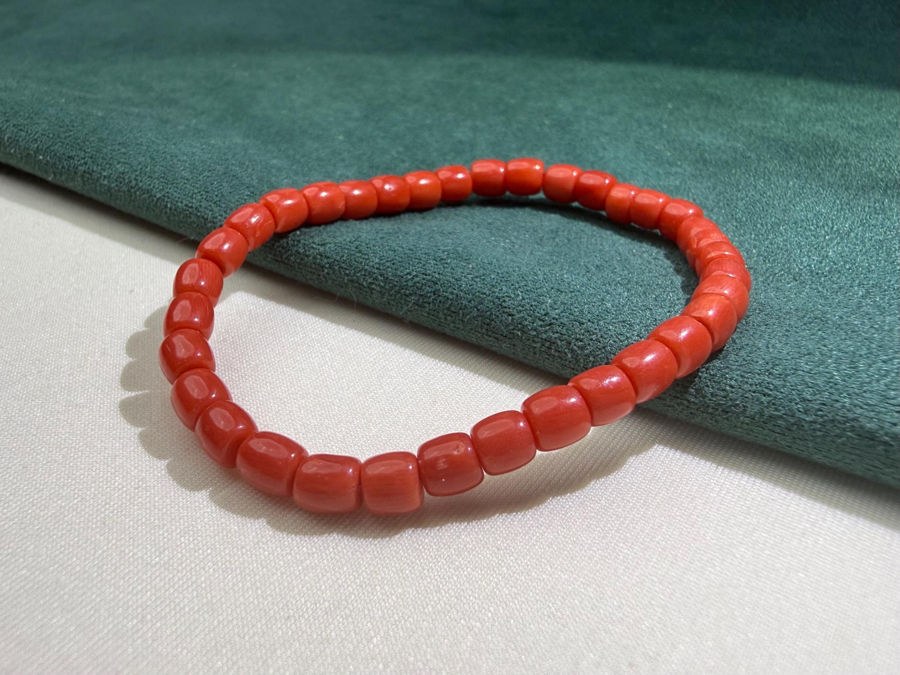 Japan Deep Sea Red Coral 5mm Aka Bead Bracelet - Etsy