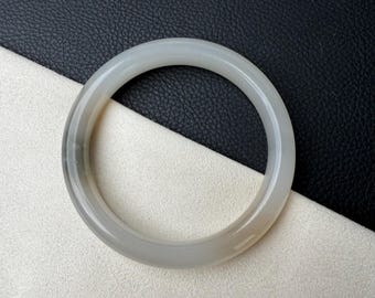 61.5 mm Bransoletka Tricolor Ou Fen z białego nefrytu, certyfikat naturalny 0517 收藏证