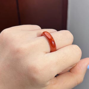 Anel de ágata chinesa Nan Hong Bing Piao, cor vermelha do sul, tamanho US7,75, com certificado 7912