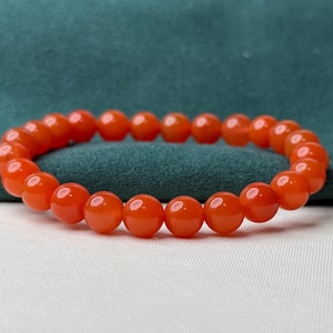 Bao Shan Durchscheinend Kirschrot Nan Hong 8 mm rund Perlenarmband Südrot Achat