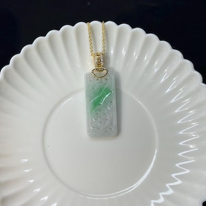 Type A Burmese jade bicolor jadeite openwork carving pendant sterling silver gold plated