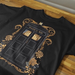 Doctor Who TARDIS Art Nouveau Unisex Tee, Dr Who Shirt, Sci-Fi Fan Gift, Graphic Tee, Geek Fashion Shirt