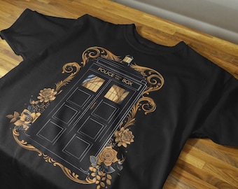 Doctor Who TARDIS Art Nouveau Unisex Tee, Dr Who Shirt, Sci-Fi Fan Gift, Graphic Tee, Geek Fashion Shirt