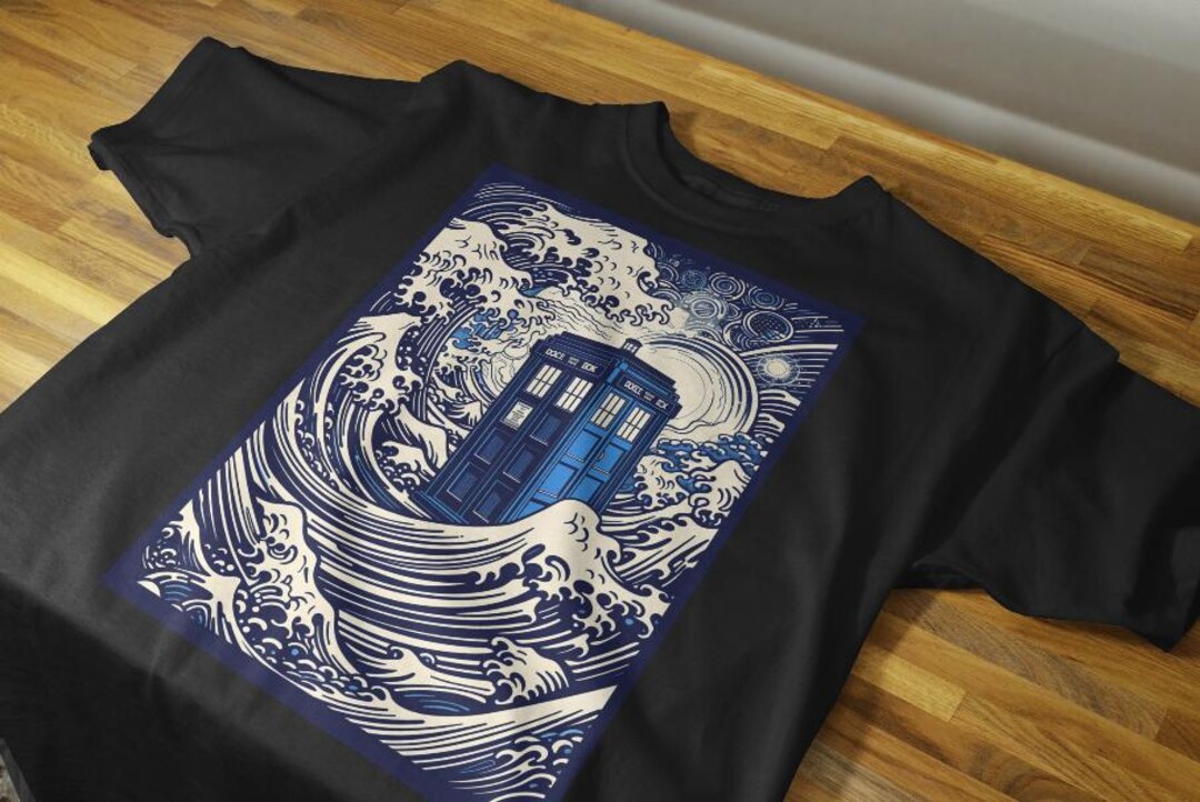 Doctor Who Tardis Tee, Kanagawa Wave Graphic, Sci-fi Fan Gift - Etsy