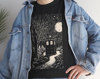 TARDIS In The Dark, whovian, doctor who, dr who tee, geeky apparel, sci-fi
