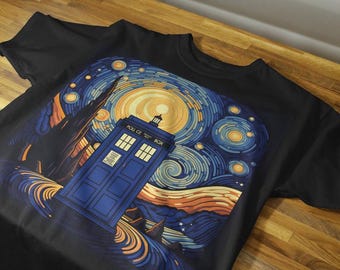 Dr Who T-Shirt, Van Gogh Sternennacht Tardis Design
