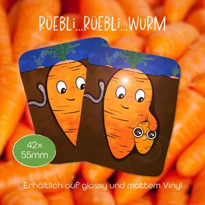 Rüebli Rüebli Wurm Aufkleber / Carrot Carrot Worm Sticke