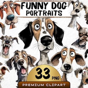 Lustiger Hund Porträt Clipart 33 Png, niedliche Karikatur Haustiere, Dumme Welpen Aquarell, Cartoon Tiere, Digitaldrucke, Aufkleber Scrapbooking