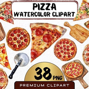 Aquarell Pizza Clipart 38 Png, Pizza Party Grafiken, Pizzeria Scrapbooking, Italienisches Restaurant, Junk Food Digitaldruck, kommerzielle Nutzung
