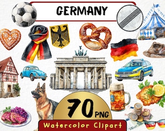 Germany Watercolor Clipart – 70 PNG Bavarian Illustrations (Digital Download)