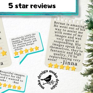 May include: Five 5-star reviews for a graphic design service. The reviews are written on a white background with a blue border. The reviews are positive and highlight the quality of the service and the responsiveness of the designer. The reviews are accompanied by five gold stars.