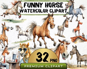 Funny Horse Clipart 32 Png, Cute Caricature Pony, Farm Animal