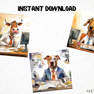 Funny Office Animal Clipart, 27 PNG Caricatures (Digital Art) image 3