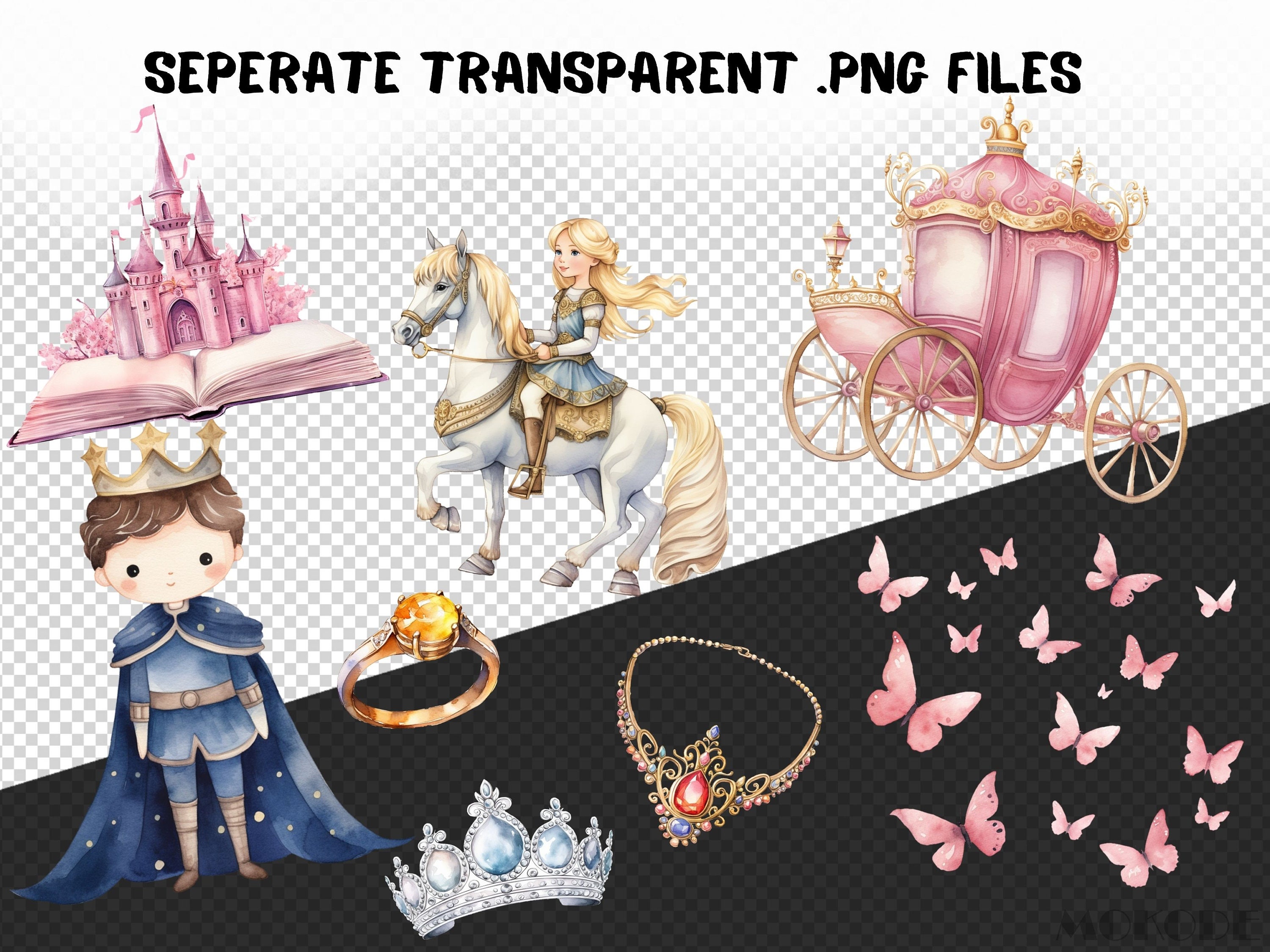 Watercolor Princess Clipart Bundle, Pink Nursery Art (138 PNG Files) - Etsy
