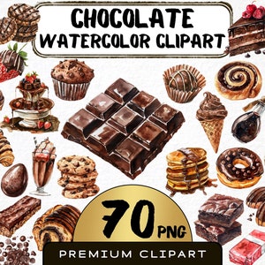 Aquarel chocolade clipart 70 png, cacao clipart, chocoladereep png, zoete lekkernijen, koekjes, scrapbooking, digitale prints, commercieel gebruik