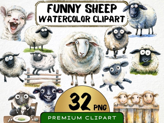 小物 sheep Funny Sheep Clipart 32 Png, Cute Caricature Lamb, Quirky Sheep