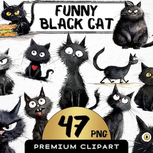 Grappige zwarte kat clipart 47 png, schattig karikatuur huisdier, eigenzinnige kittens aquarel, Grumpy Kitty cartoon dier, digitale download prints