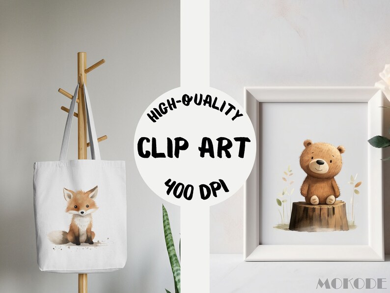 woodland animals, nursery clipart, watercolor illustration, kids decor, digital art, instant download, forest creatures, baby shower, woodland theme, graphic design, PNG files, nature-inspired art, whimsical animals, printable art
